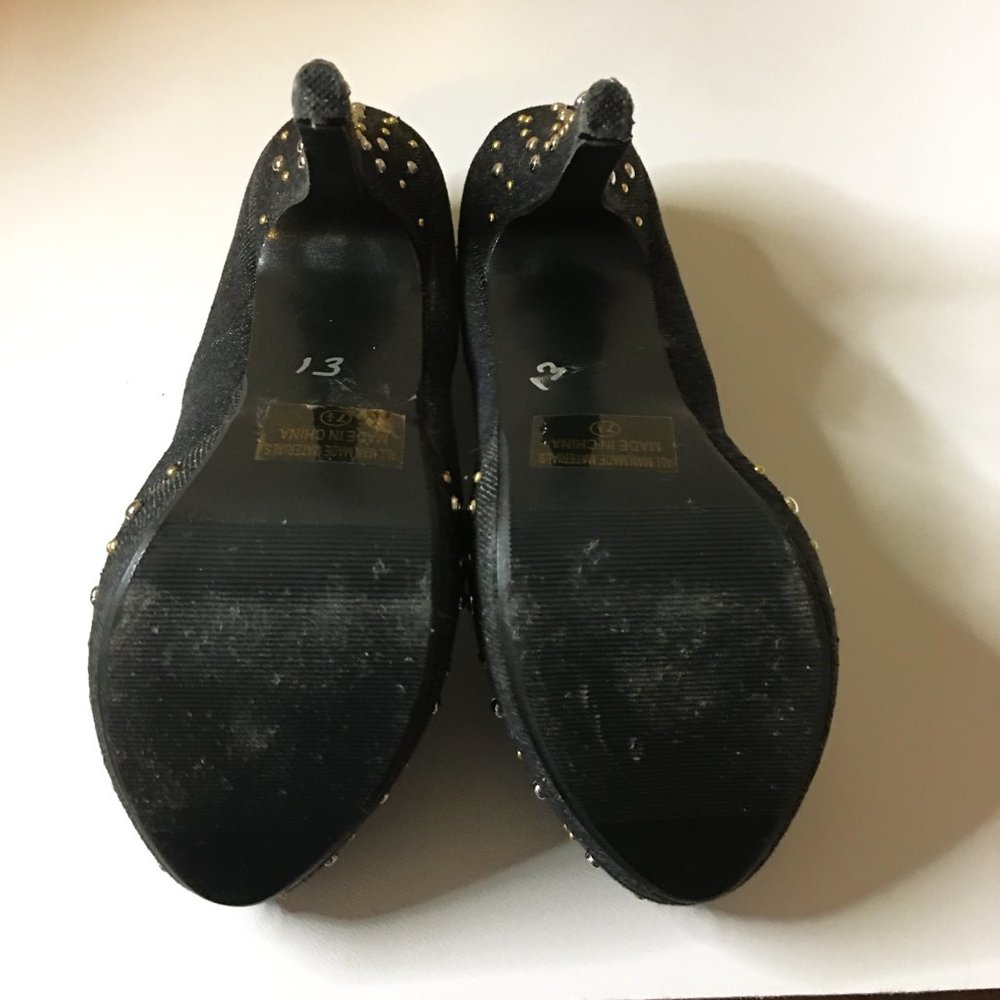 FRH Dark Denim Studded Platform Heels - Picture 11 of 14